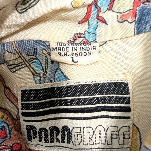 Vintage Paragraff Unisex Size L Cowboys Indians Novelty Button Up L/S Shirt Top - Picture 11 of 12